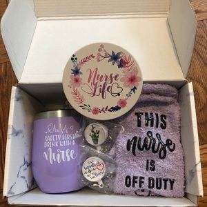 Nurse Gift Box! Includes tumbler, ID clips, socks